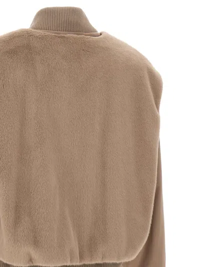 Hugo Boss Boss Wool Blend Bomber Jacket With Satin Inserts Boss In Brown