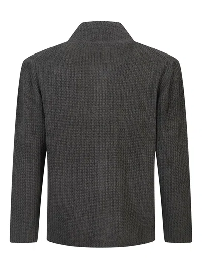 C.p. Company Textured Button Cardigan In Gray