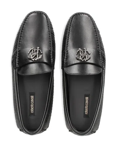 Roberto Cavalli Leather Loafers In Black
