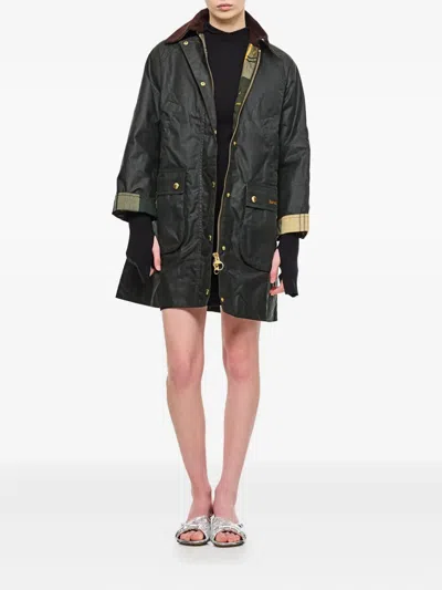 Barbour Long Beadnell Wax Coat In Black