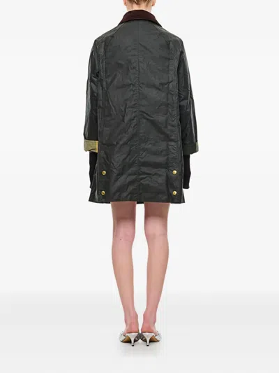 Barbour Long Beadnell Wax Coat In Black