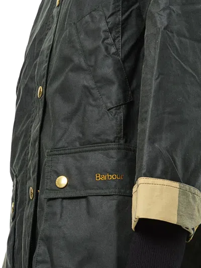 Barbour Long Beadnell Wax Coat In Black