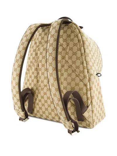 Gucci Medium Gg Backpack With Web In Nude