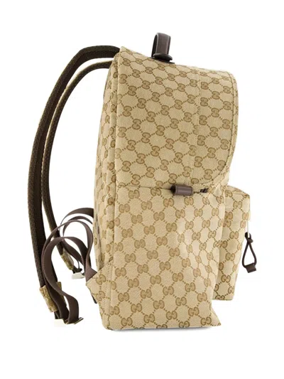 Gucci Medium Gg Backpack With Web In Nude