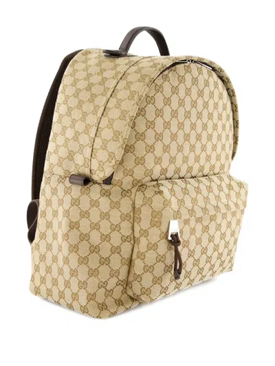 Gucci Medium Gg Backpack With Web In Nude