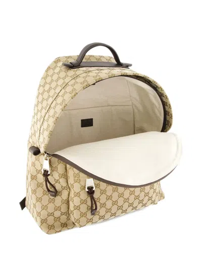 Gucci Medium Gg Backpack With Web In Nude