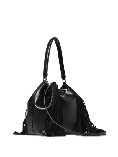 Twinset Structured Minimalist Bag With Smooth Black Exterior In Black