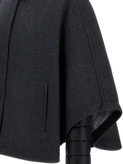 Fay Hook-fastening Wool Cape In Black