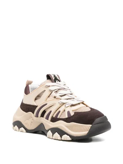 Patrizia Pepe Leather Running Sneakers In Neutral