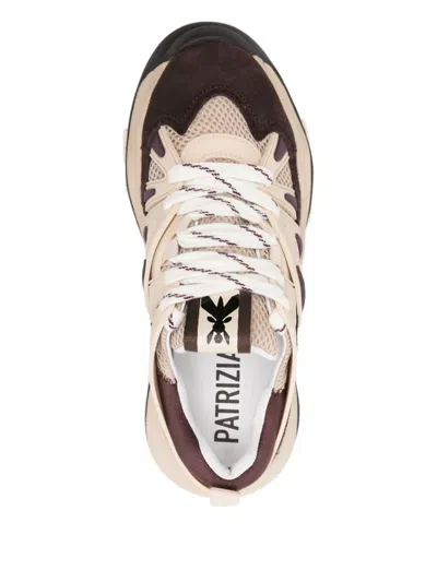Patrizia Pepe Leather Running Sneakers In Neutral