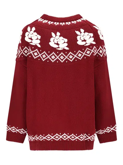 Magda Butrym Wool Sweater With Floral Pattern In Red