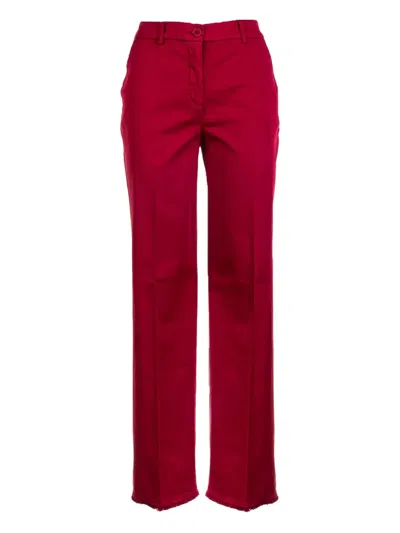 Via Masini 80 High-waisted Raspberry Trousers In Red