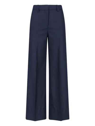 Incotex Wide-leg Virgin Wool Trousers With Mid-rise Waist And Tailored Finish In Blue