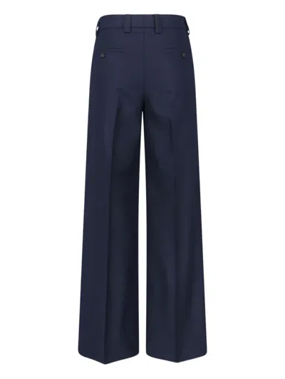Incotex Wide-leg Virgin Wool Trousers With Mid-rise Waist And Tailored Finish In Blue