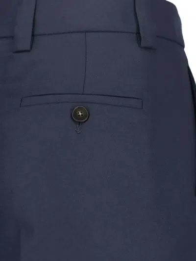 Incotex Wide-leg Virgin Wool Trousers With Mid-rise Waist And Tailored Finish In Blue