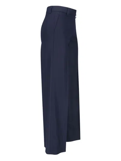 Incotex Wide-leg Virgin Wool Trousers With Mid-rise Waist And Tailored Finish In Blue