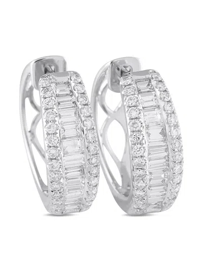 Pre-owned Lb Exclusive 18k White Gold Diamond Earrings In Silver