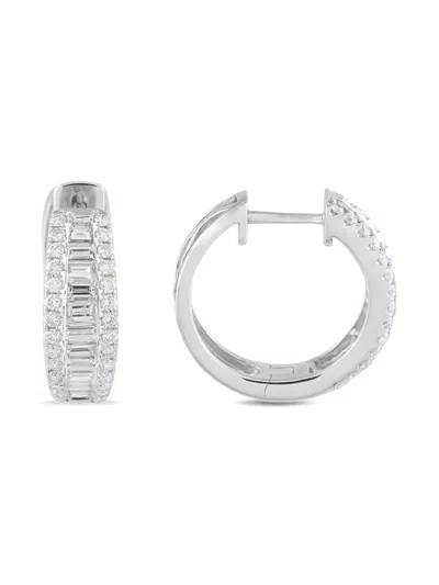 Pre-owned Lb Exclusive 18k White Gold Diamond Earrings In Silver