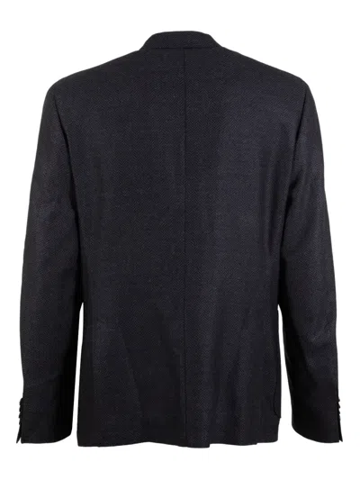 Canali Herringbone Blazer In Blue