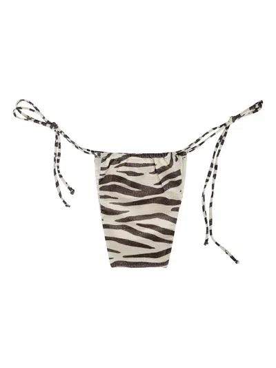 Mc2 Saint Barth Zebra-print Tie-side Bikini Briefs In Neutral