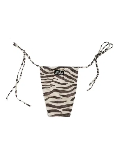 Mc2 Saint Barth Zebra-print Tie-side Bikini Briefs In Neutral