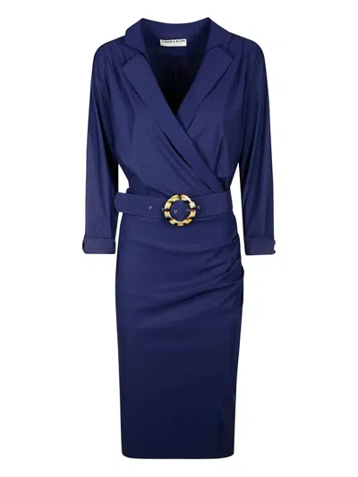 Chiara Boni La Petite Robe Belted Wrap Dress In Blue