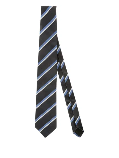Bigi Milano Striped Silk Tie In Blue