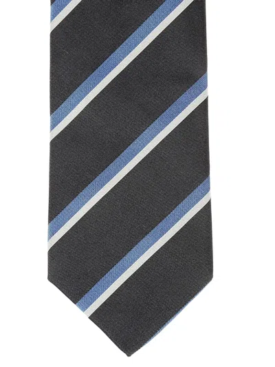 Bigi Milano Striped Silk Tie In Blue