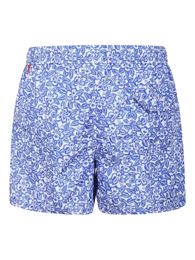 Kiton Patterned Swimsuit In Blue