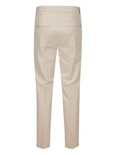 Dondup Perfect Slim Fit Cotton Gabardine Trousers In Neutral