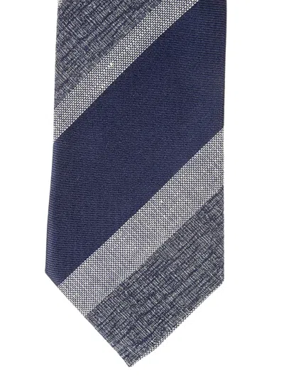 Bigi Milano Striped Silk Tie In Brown