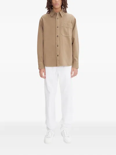 Apc Logo-embroidered Shirt Jacket In Brown