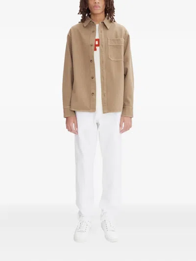 Apc Logo-embroidered Shirt Jacket In Brown