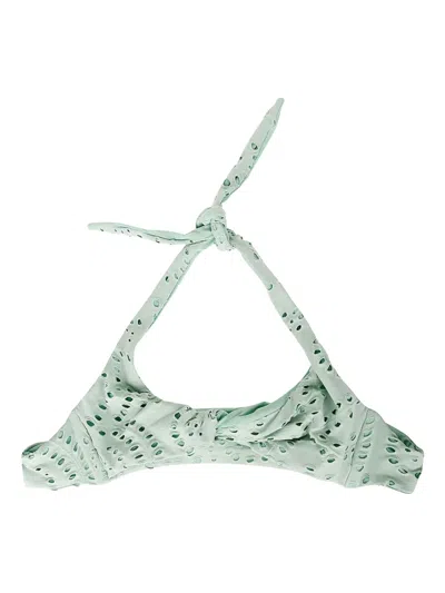 Mc2 Saint Barth Leda Eyelet-detail Triangle Bikini Top In Green