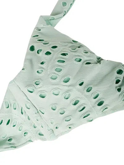 Mc2 Saint Barth Leda Eyelet-detail Triangle Bikini Top In Green