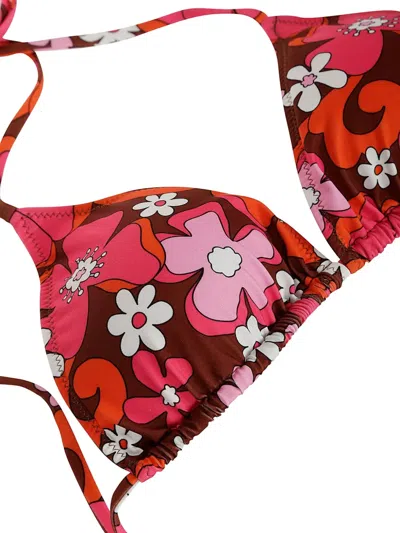 Mc2 Saint Barth Floral-print Triangle Bikini Top In Red