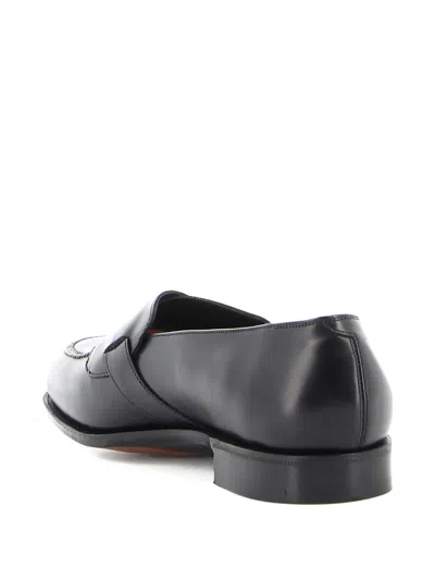 Edward Green Leather Slip-on Loafers In Black