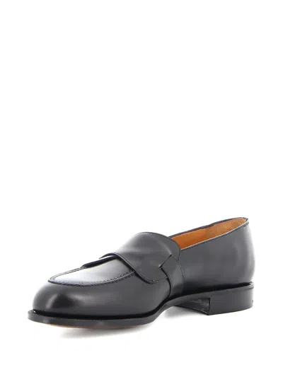 Edward Green Leather Slip-on Loafers In Black