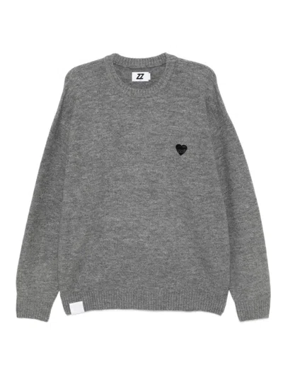 Izzue Heart-logo Crew-neck Sweater In Gray