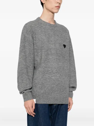 Izzue Heart-logo Crew-neck Sweater In Gray