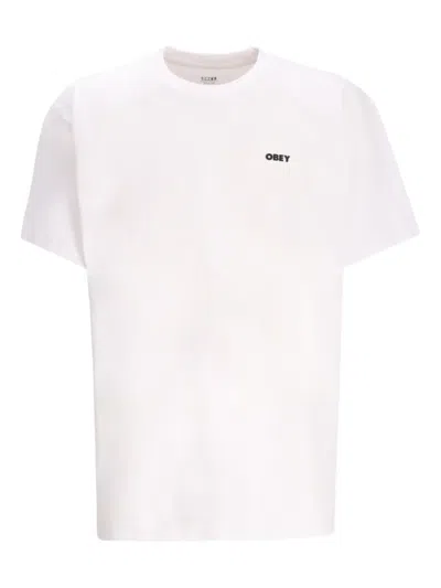 Obey Tshirt Con Logo In White