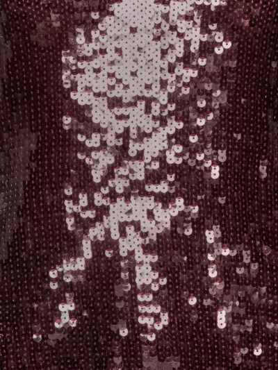 Rotate Birger Christensen Sequin-embellishment V-neck Top In Red