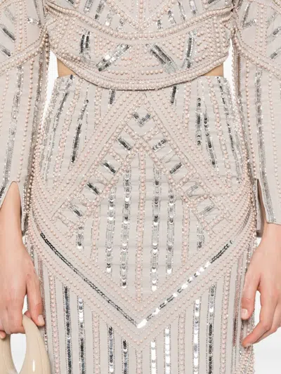 Forte Forte Midi Skirt With Geometric Pattern And Embellishments In Pink