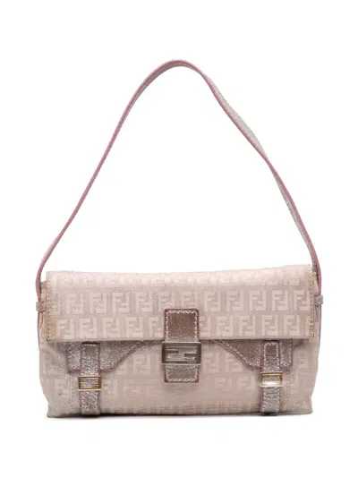 Pre-owned Fendi 2000-2010 Zucchino Canvas Sweety Handbag In Pink