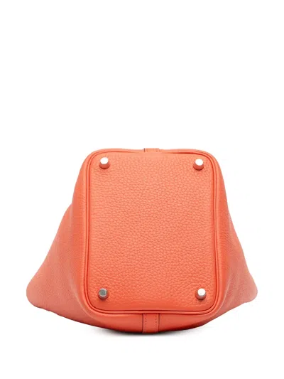 Pre-owned Hermes 2017 Clemence Picotin Lock 18 Handbag In Orange
