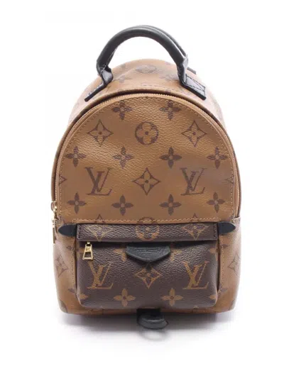 Pre-owned Louis Vuitton 2021-2025 Monogram Reverse Mini Palm Springs Backpack In Brown
