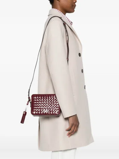 Aspinal Of London Womens Interlock-weave Leather Camera Bag Burgundy