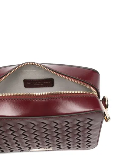 Aspinal Of London Womens Interlock-weave Leather Camera Bag Burgundy