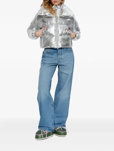 Save The Duck Giselle Short Down Jacket With High-shine Finish Clothing In Gray