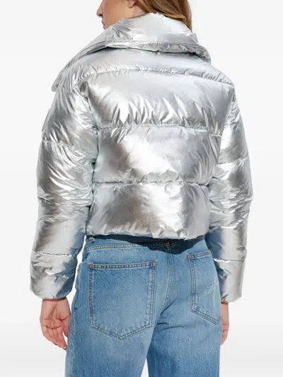 Save The Duck Giselle Short Down Jacket With High-shine Finish Clothing In Gray